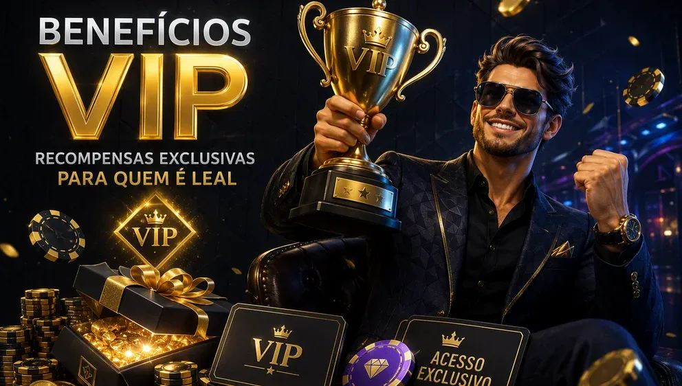 jogador VIP a receber troféu dourado e recompensas exclusivas